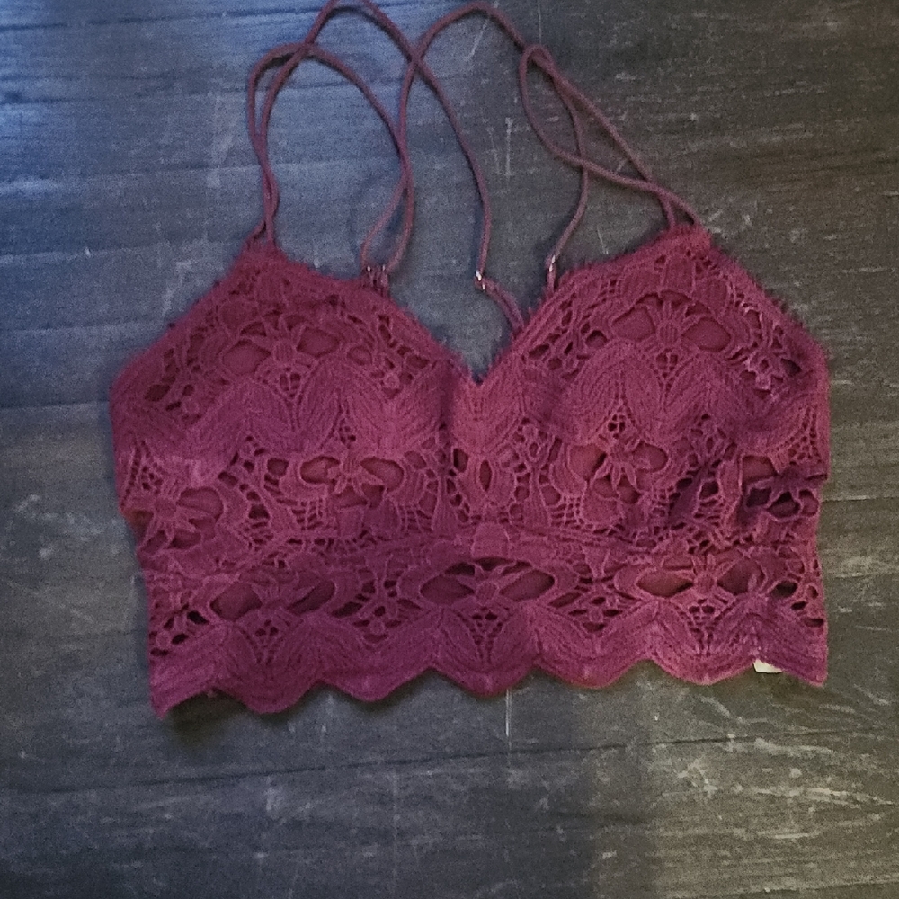 Free People Burgundy Lace Bralette